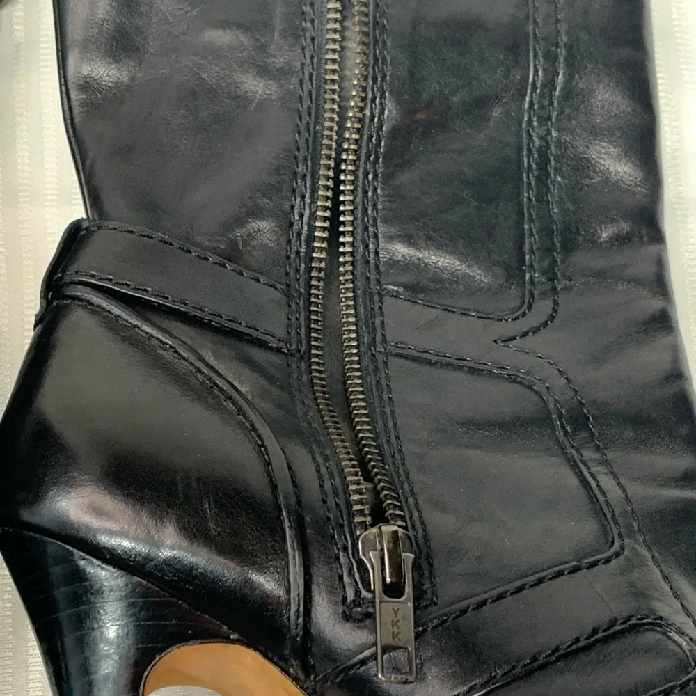 COACH Womens Marsha Mid Calf Black Leather High Heel Booties Boots sz 8 - Picture 13 of 15